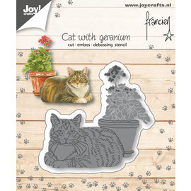 Joy!Crafts Cut-emboss-debossdie - Francien - Cat with geranium
