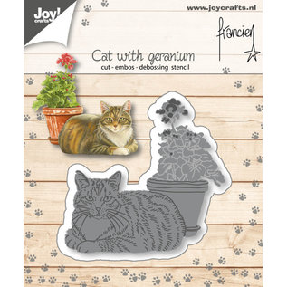 Joy!Crafts Cut-emboss-debossdie - Francien - Cat with geranium