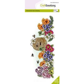 CraftEmotions Clearstamps Slimline - Primula met bijenkorf GB Dimensional stamp