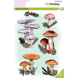 CraftEmotions Paddestoelen kerst GB Dimensional stamp