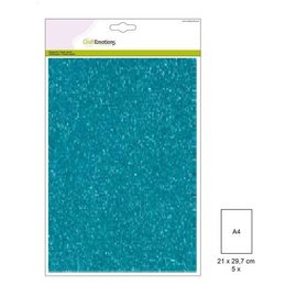 CraftEmotions Glitterkarton 5 vel turquoise