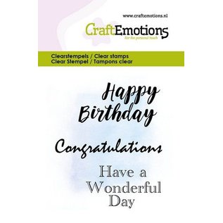 CraftEmotions Clearstamps- Text Happy Birthday EN 6x7cm