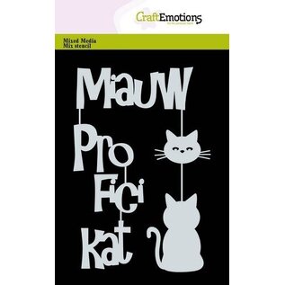 CraftEmotions Mask stencil - Tekst Miauw ProFiciKat A6 (NL) Carla Creaties