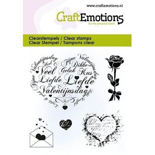 CraftEmotions Clearstamps 6x7cm - Valentijn - harten, brief