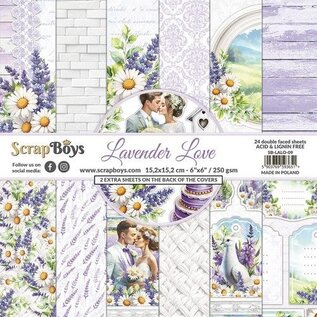 ScrapBoys Lavender Love paperpad 24 vl+cut out elements- 250gr 15,2cmx15,2cm