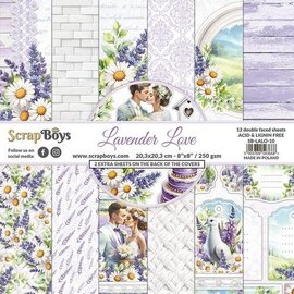 ScrapBoys Lavender Love paperpad 12 vl+cut out elements- 20,3x20,3cm