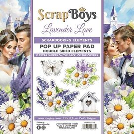 ScrapBoys POP UP Paperpad double sided elements - Lavender Love  15,2x15,2cm