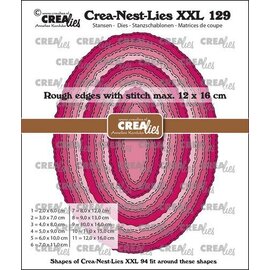 Crealies Crea-nest-dies XXL Ovalen ruwe randen en stiklijn  12x16cm