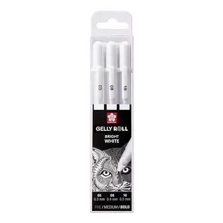 Tsukineko Gelly roll gelpen 05, 08 & 10 Wit 3stuks