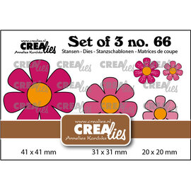Crealies Set van 3 Bloemen stansen met / zonder groefjes