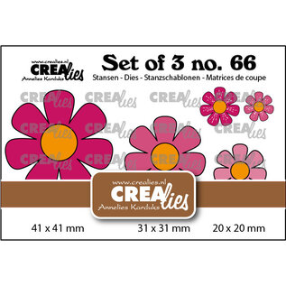 Crealies Set van 3 Bloemen stansen met / zonder groefjes
