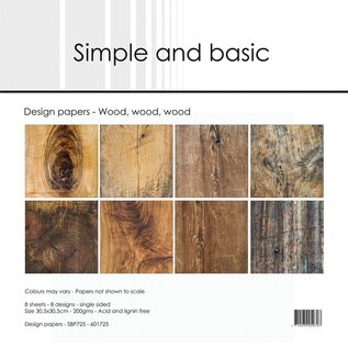 Simple and Basic Papierblok Wood, wood, wood  12x12 inch