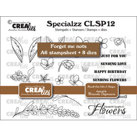 Crealies Rubber stempelvel + stansen Vergeet-mij-nietjes