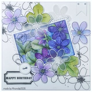 Crealies Rubber stempelvel + stansen Anemone Hepatica A5