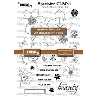 Crealies Rubber stempelvel + stansen Anemone Hepatica A5