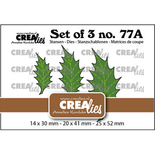 Crealies Stansset 3  77a Dichte Hulstblaadjes met stiklijn (spiegelbeeld)