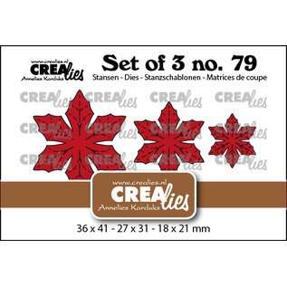 Crealies Stansset Dichte bloemen 33 Kerstster/Poinsettia met nerven