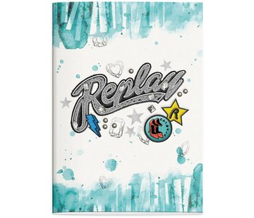 Replay A4 ruitjes schrift girls - lichtblauw