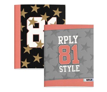 Replay A5 schriften roze/grijs