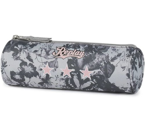 Replay Girls etui - rond  camo grijs