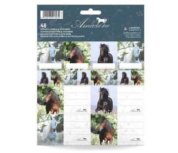Amazone Paarden etiketten - blauw