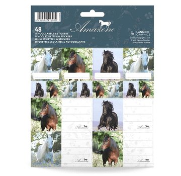 Amazone Paarden etiketten - blauw