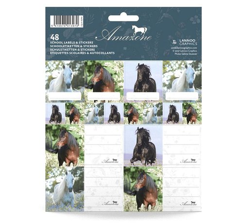 Amazone Schooletiketten paard - blauw