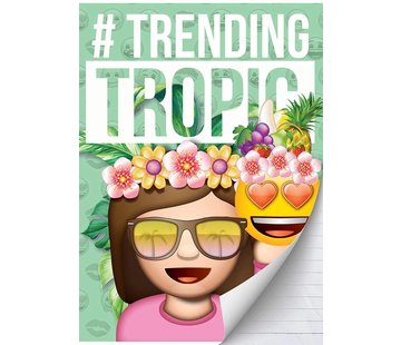 Emoji Girls A4 lijntjes schrift - tropic