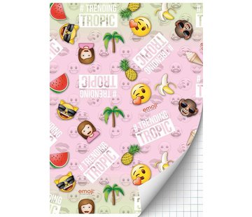 Emoji Girls A4 ruitjes schrift - tropic