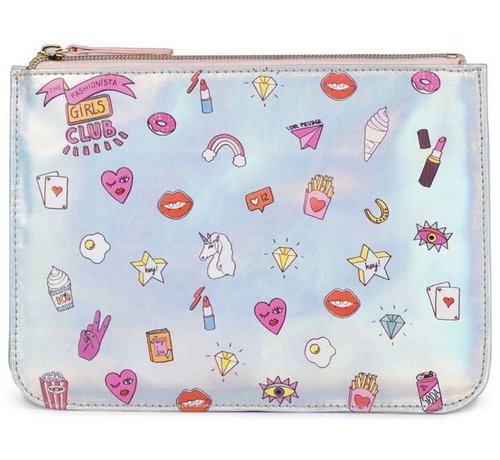 Fashionista Plat schooletui zilver