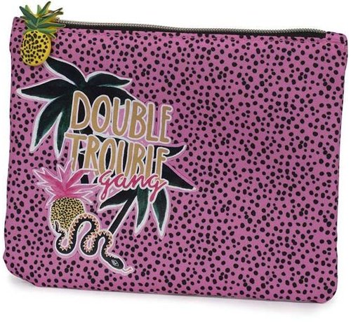 Fashionchick Plat schooletui roze