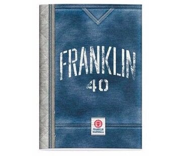 Franklin & Marshall A4 ruitjes schrift blauw/grijs