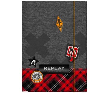 Replay Elastomap A4  - grijs Schots