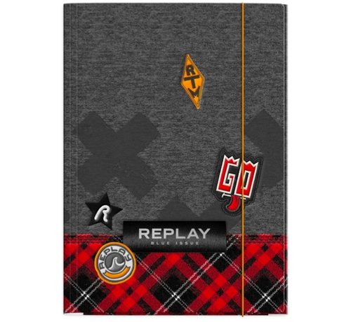 Replay Elastomap A4  - grijs Schots