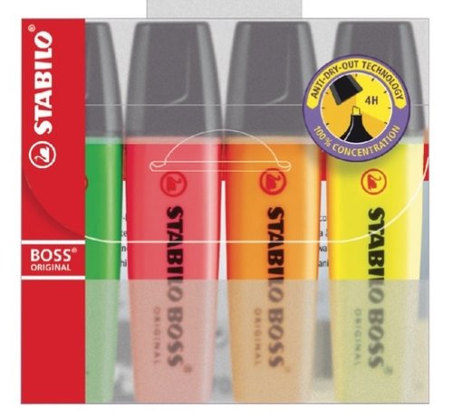 Stabilo Boss markeerstiften - 4 stuks