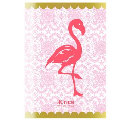 Rice A4 schrift geruit - flamingo