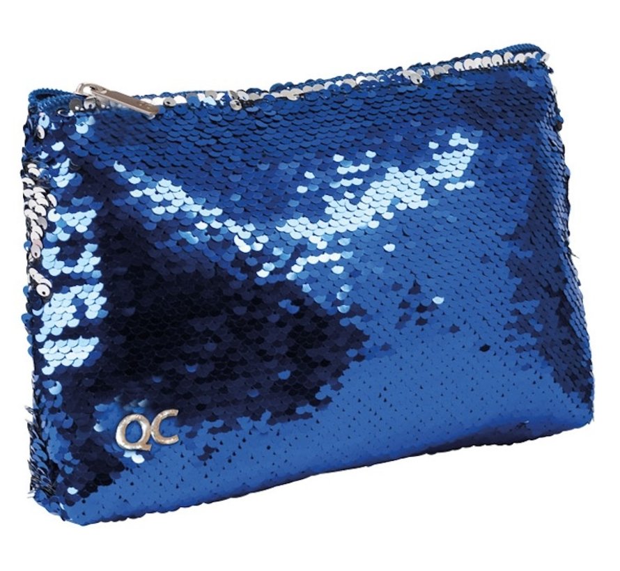 Sparkle etui plat - blauw paillet