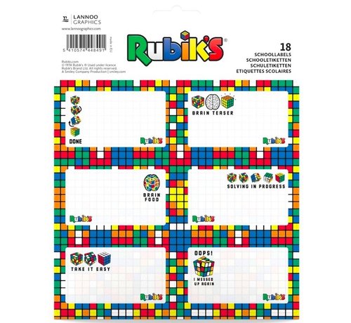 Rubik's Schooletiketten - 18 kaftstickers met Rubik's Cube