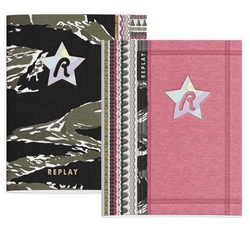 Replay A5 lijntjes schriften - pink camo