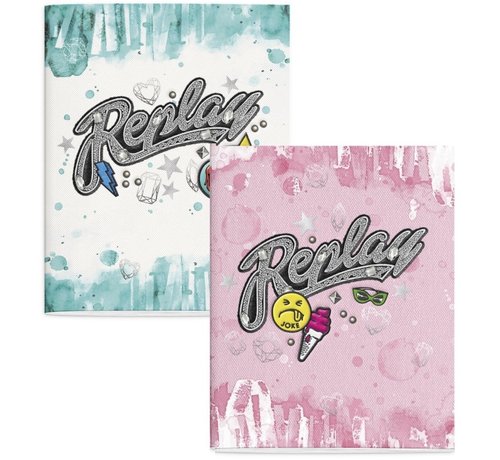 Replay A5 schriften - pink blue