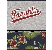 Franklin & Marshall A4 ruitjes schrift - flowers donker