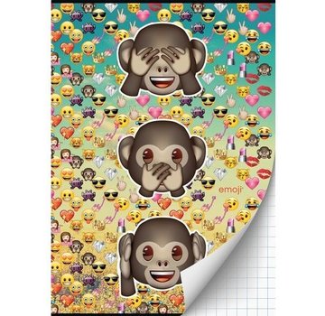 Emoji A4 ruitjes schrift - aapjes