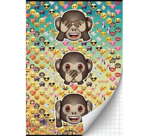 Emoji A4 Schrift geruit - aapjes