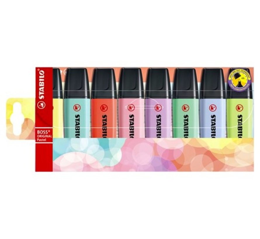 Boss pastel markeerstiften - 8 stuks