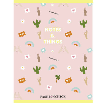 Fashionchick A4 ruitjes schrift - notes & things roze