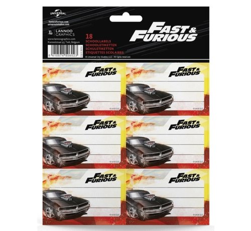 Fast & Furious Schooletiketten - yellow