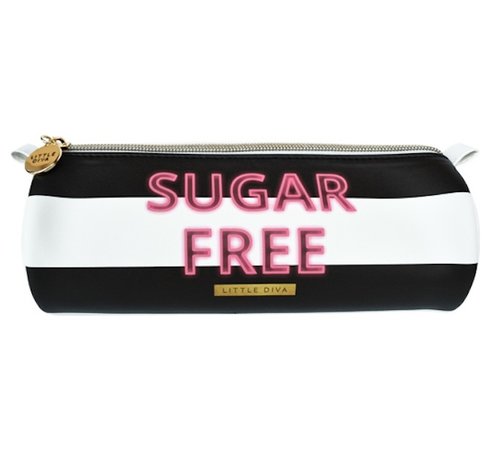 Little Diva Schooletui rond - zwart/wit gestreept