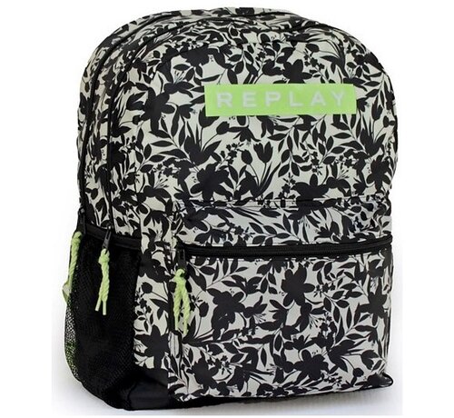 Replay Rugtas groot - off white black flower