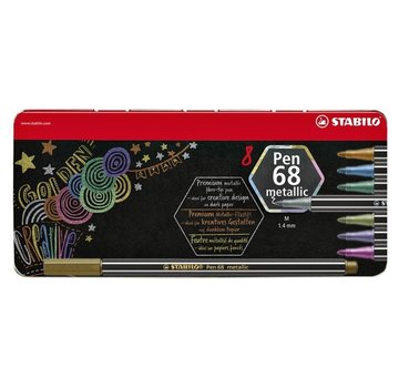 Stabilo Pen 68  viltstift metallic - blik 10 stuks