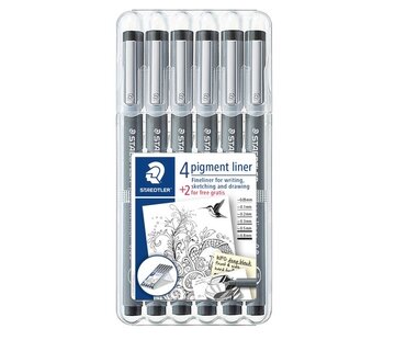 Staedtler Pigment 308 fineliner - zwart- 4+2 gratis!